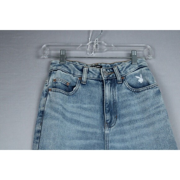 Playboy By PacSun Light Blue Jeans Medium Wash Back Slash 90’s Size 24 - Picture 9 of 16